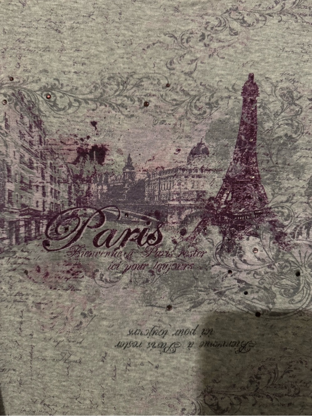 Nicole Miller Paris Eiffel Tower Accent Panel in Purple and Gray